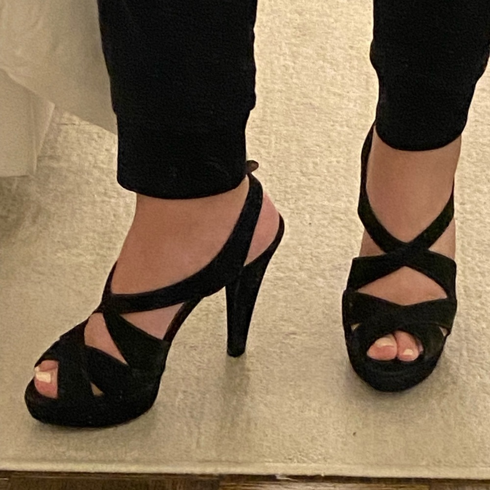Prada suede platform heels